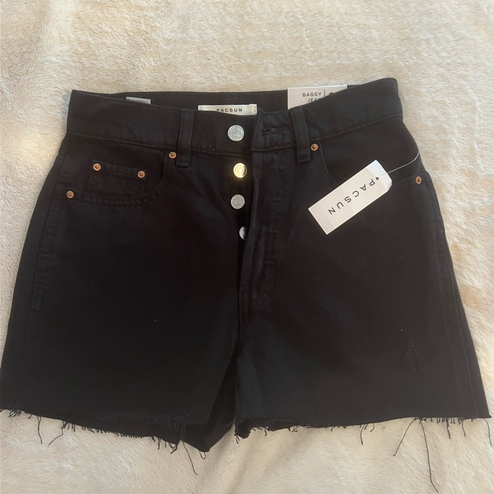 PacSun Black Jean Shorts with Raw Hem